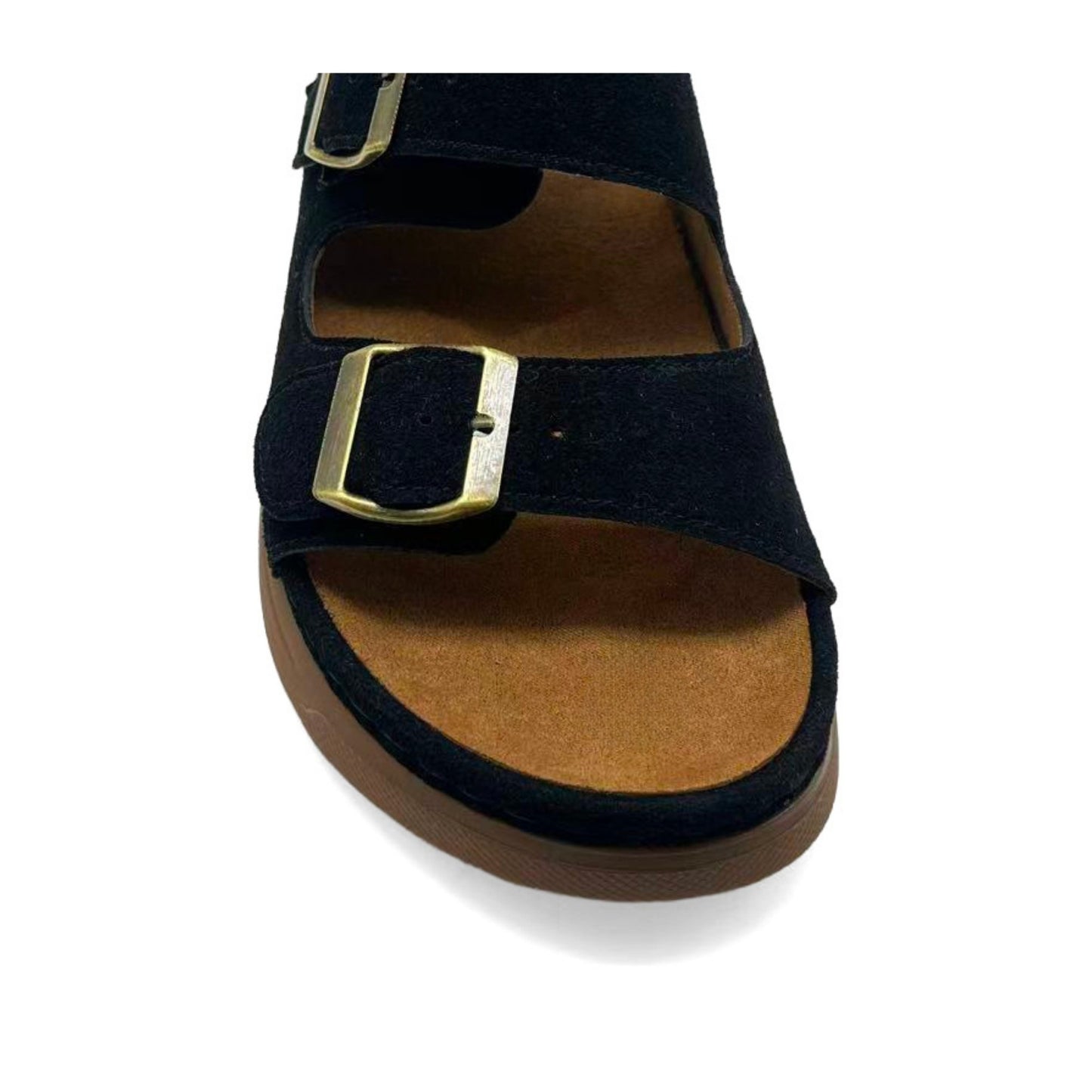Women's Black Wedge Open-Toe Sandals