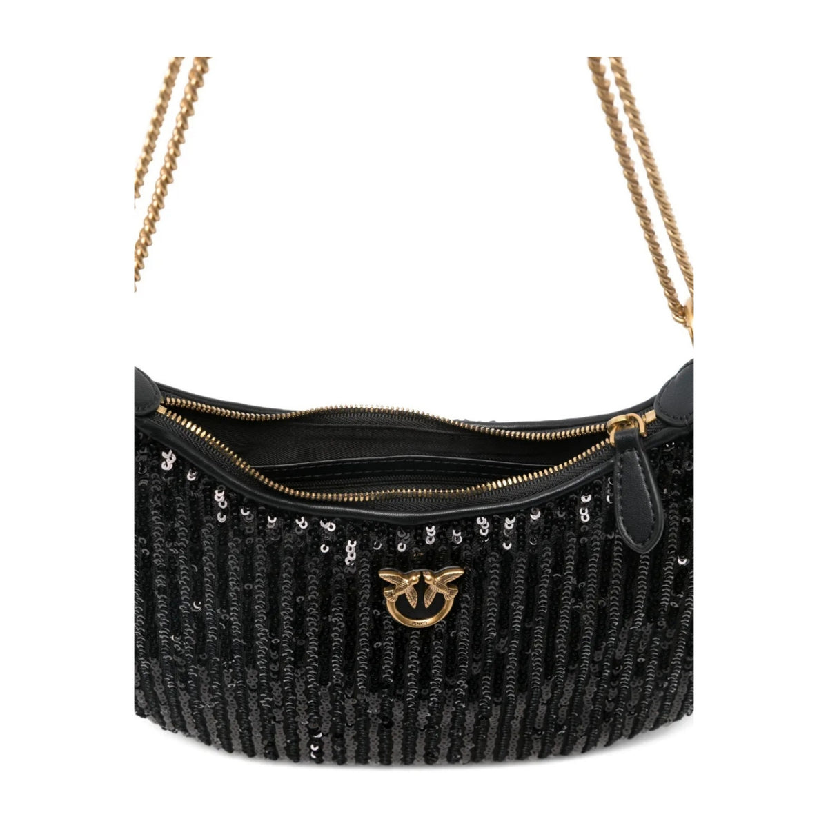 half moon mini c pelle + paill shoulder bag