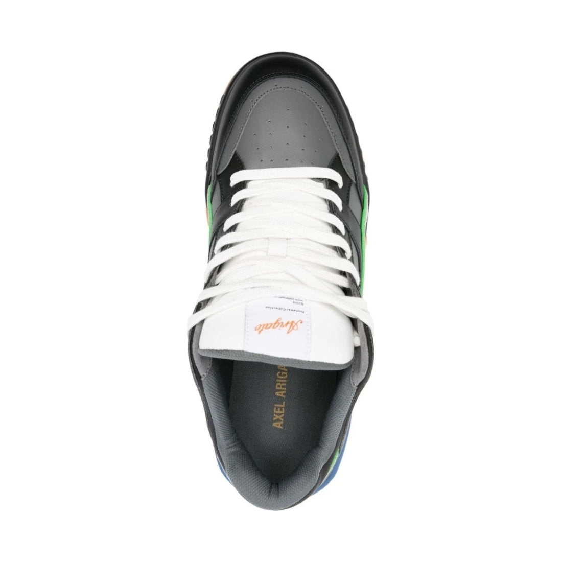 AXEL ARIGATO mens dark grey, orange area lo sneaker | Vilbury London