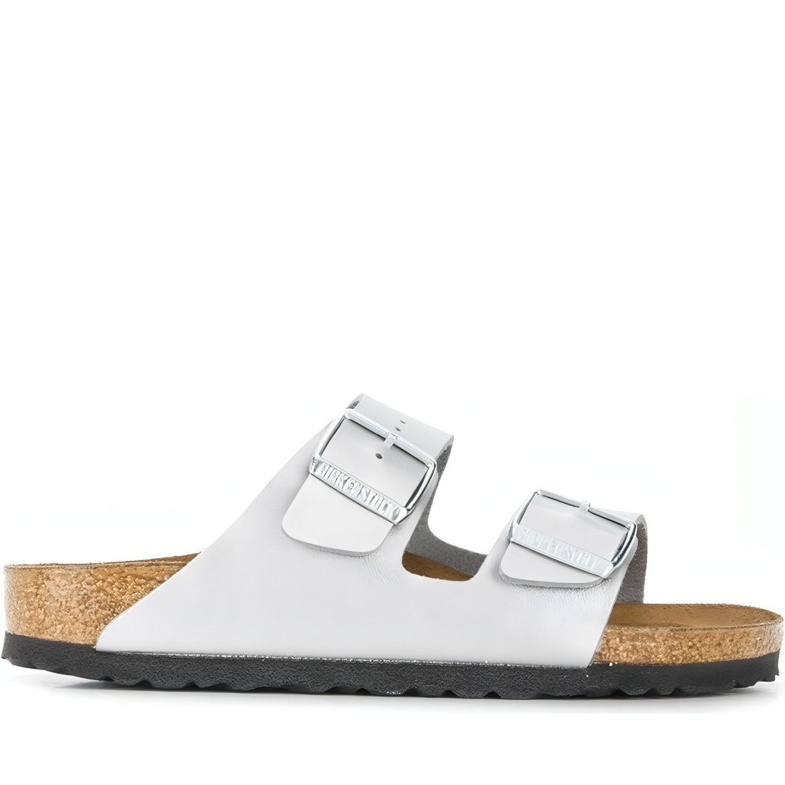 Birkenstock womens silver arizona bf slippers | Vilbury London