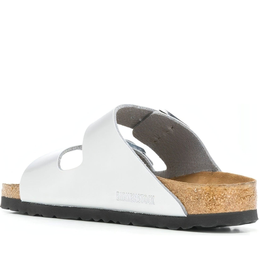 Birkenstock womens silver arizona bf slippers | Vilbury London