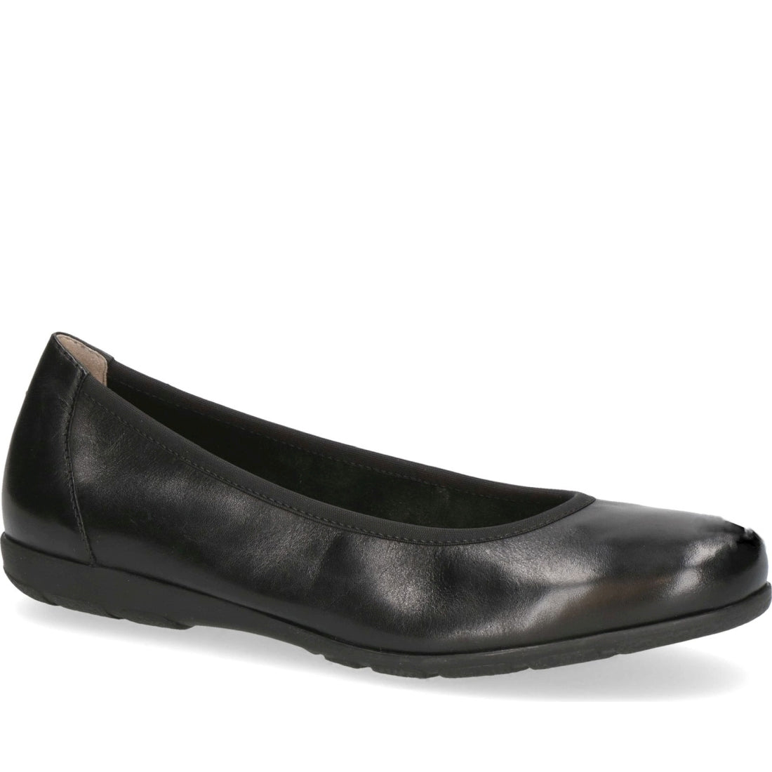 Caprice womens black nappa casual closed ballerinas | Vilbury London