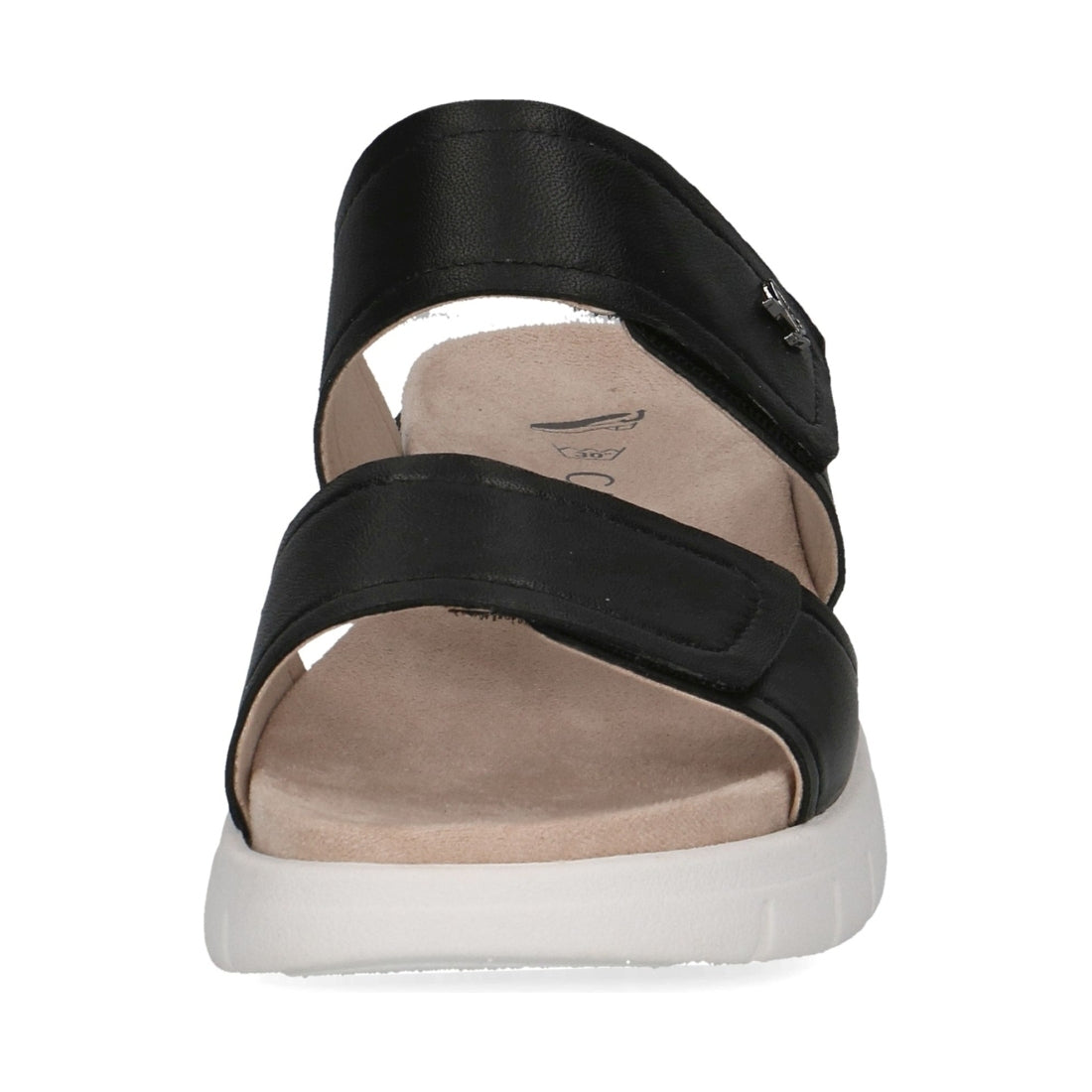Caprice womens black nappa casual open sandals | Vilbury London