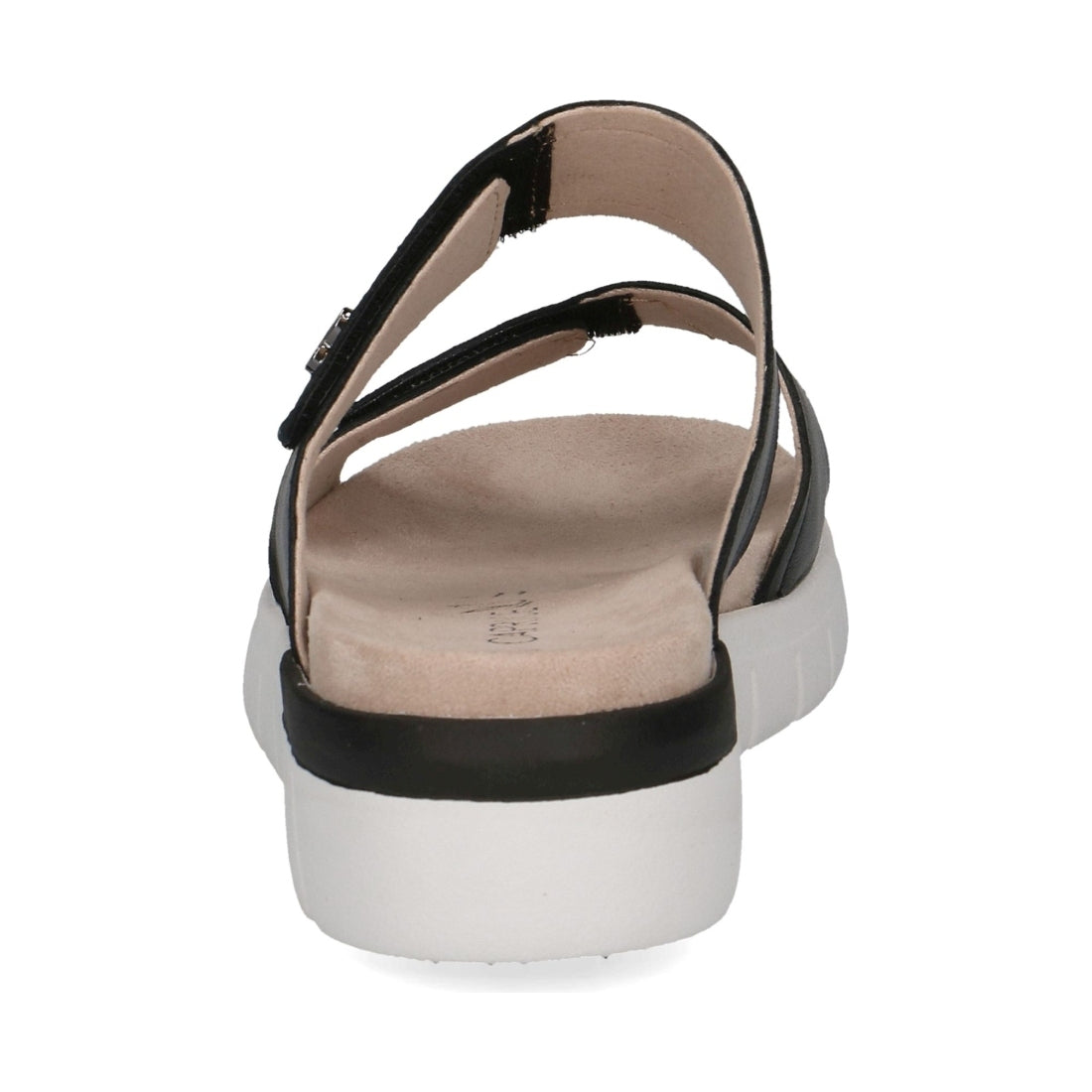 Caprice womens black nappa casual open sandals | Vilbury London