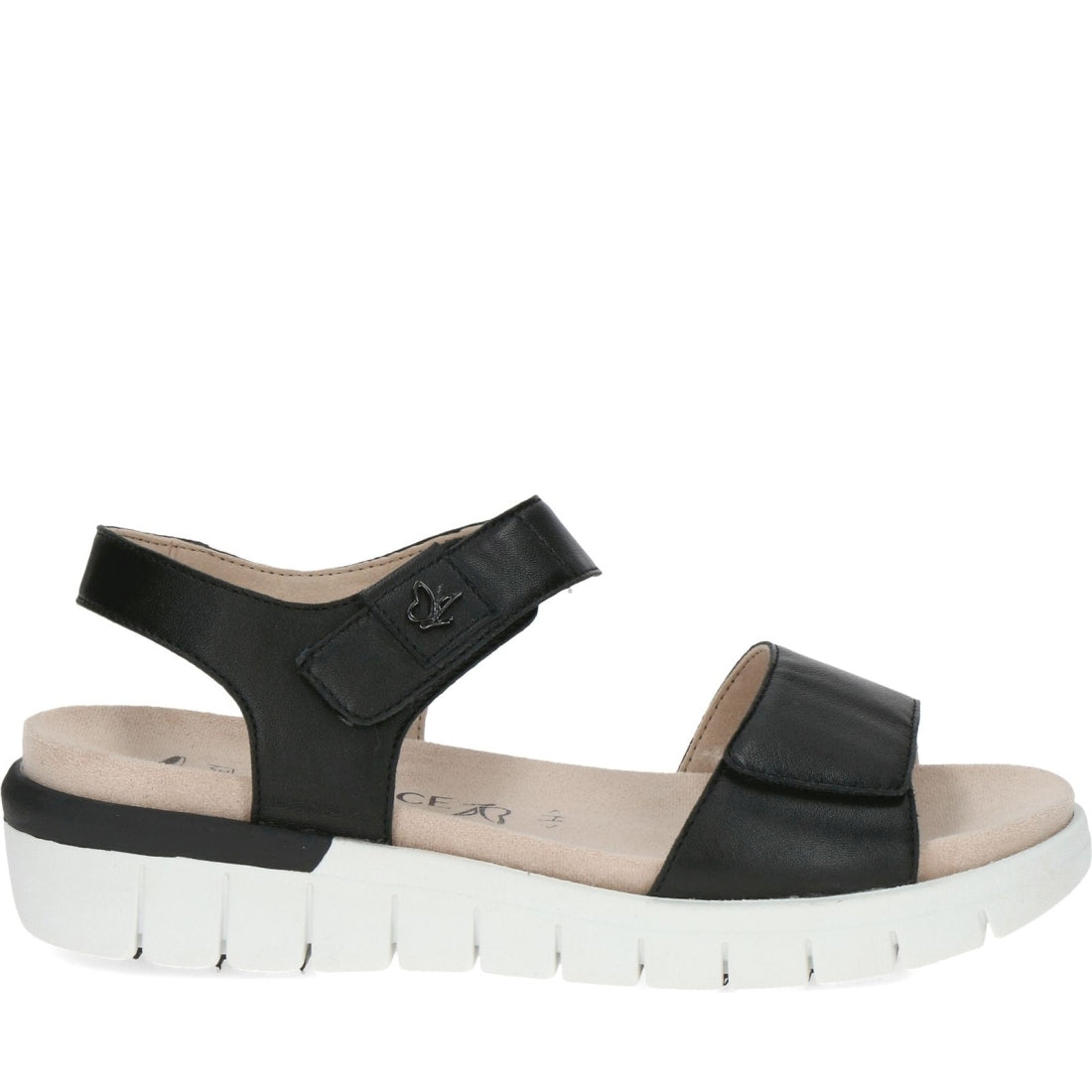 Caprice womens black nappa casual open sandals | Vilbury London