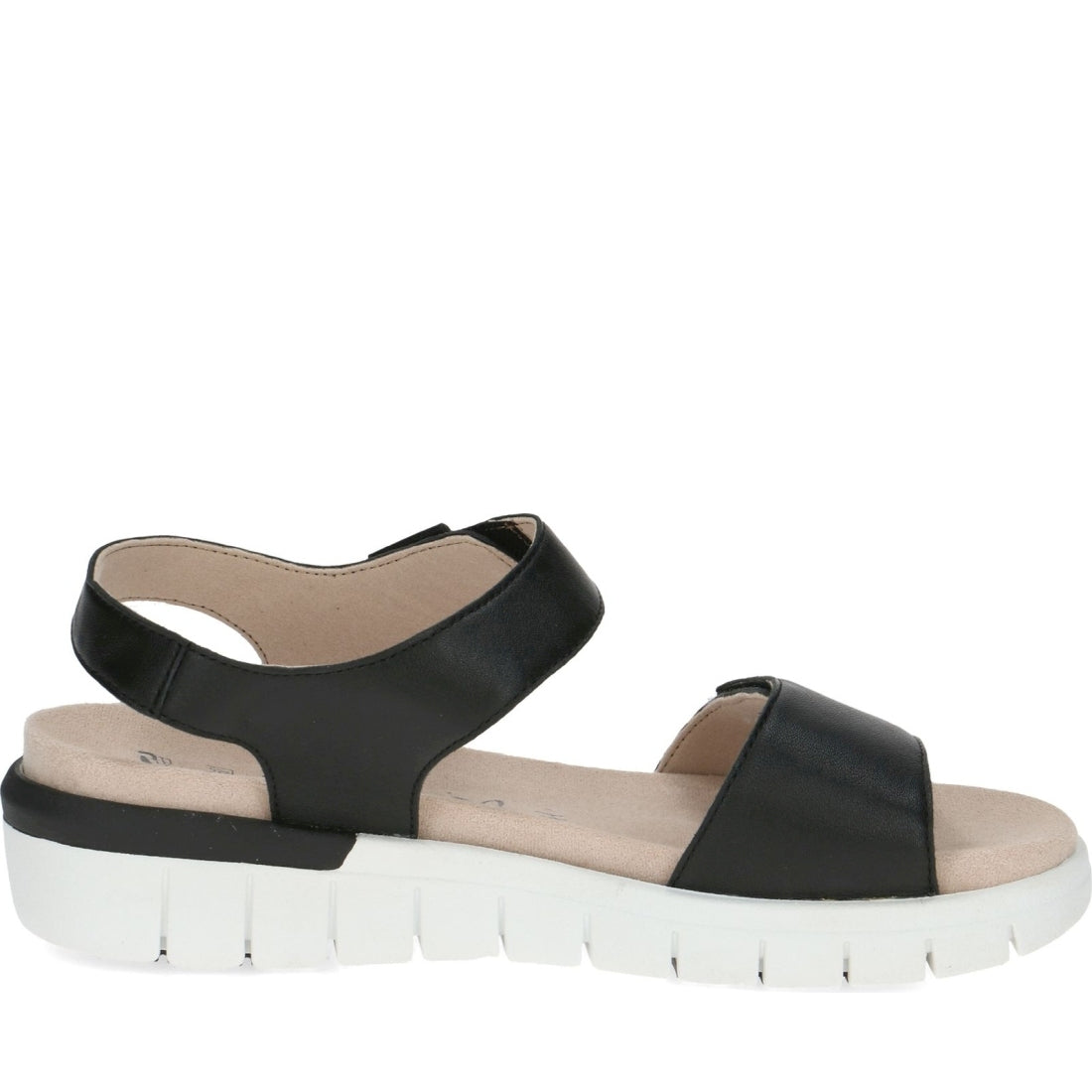 Caprice womens black nappa casual open sandals | Vilbury London