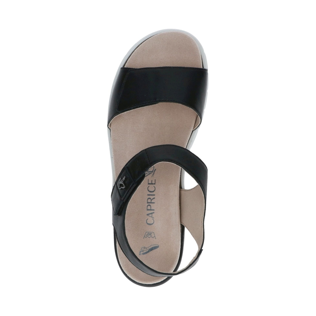 Caprice womens black nappa casual open sandals | Vilbury London