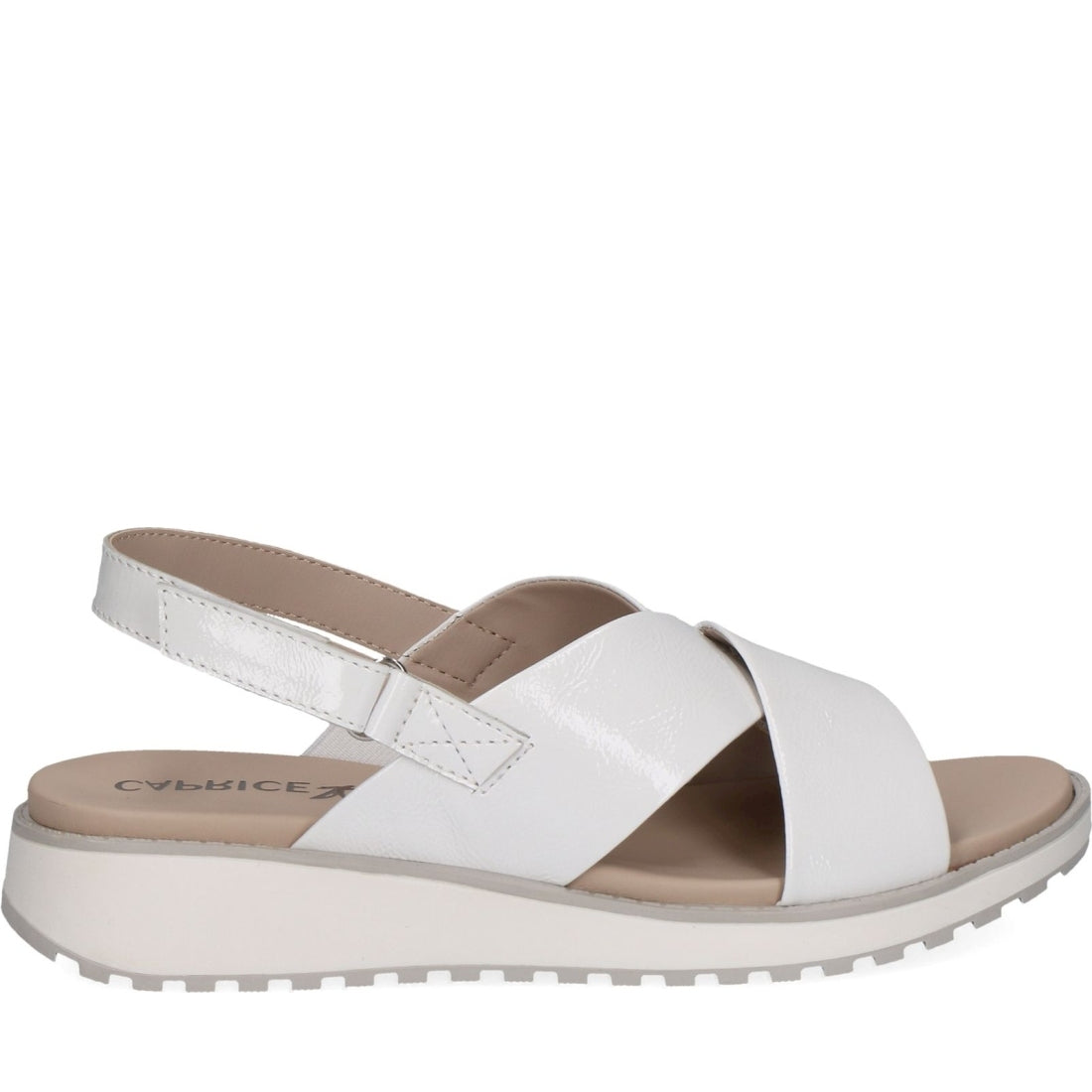 Caprice womens white naplak casual open sandals | Vilbury London