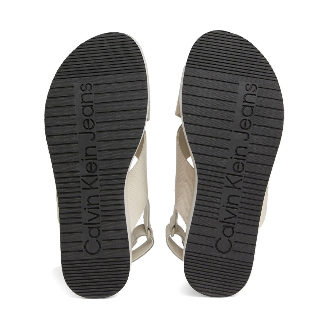 Calvin Klein Jeans womens triple eggshell flatform sandal sling | Vilbury London