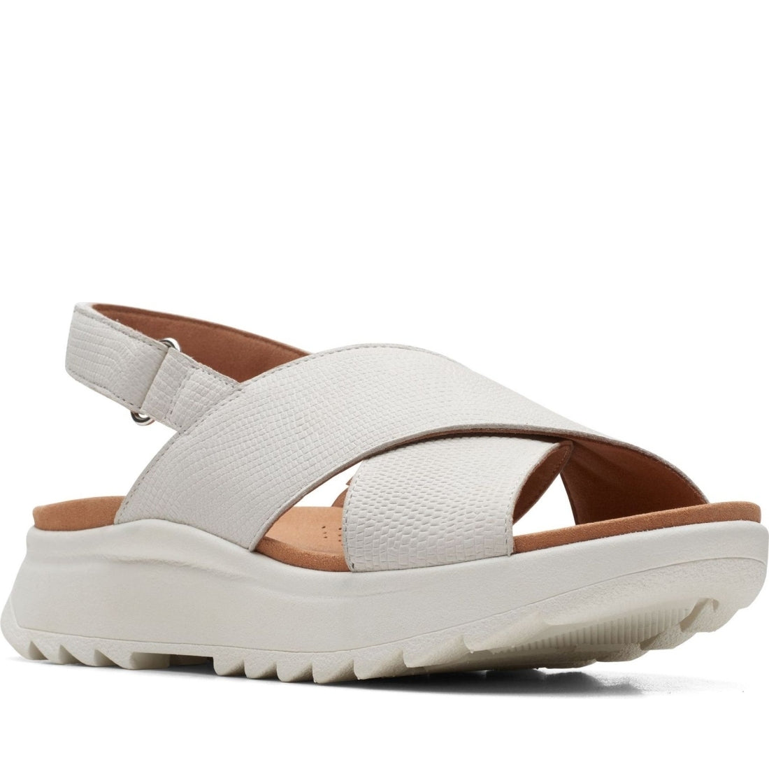 Clarks womens 1237 off white combi dashlite wish sandals | Vilbury London