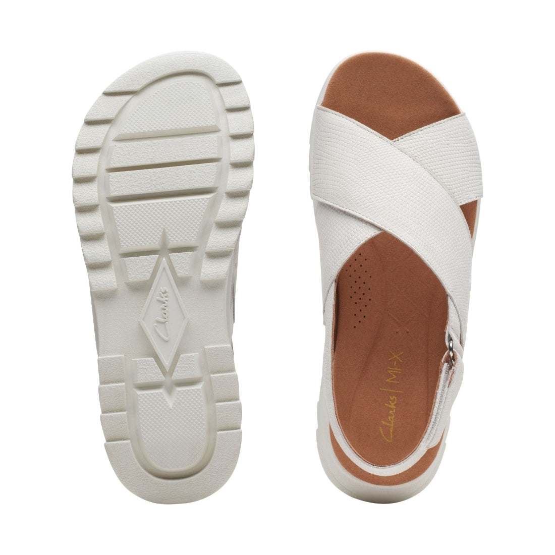 Clarks womens 1237 off white combi dashlite wish sandals | Vilbury London