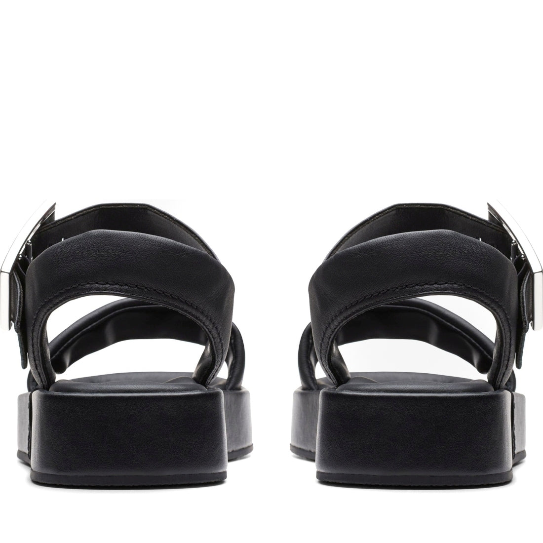 Clarks womens 1216 black leather alda strap sandals | Vilbury London