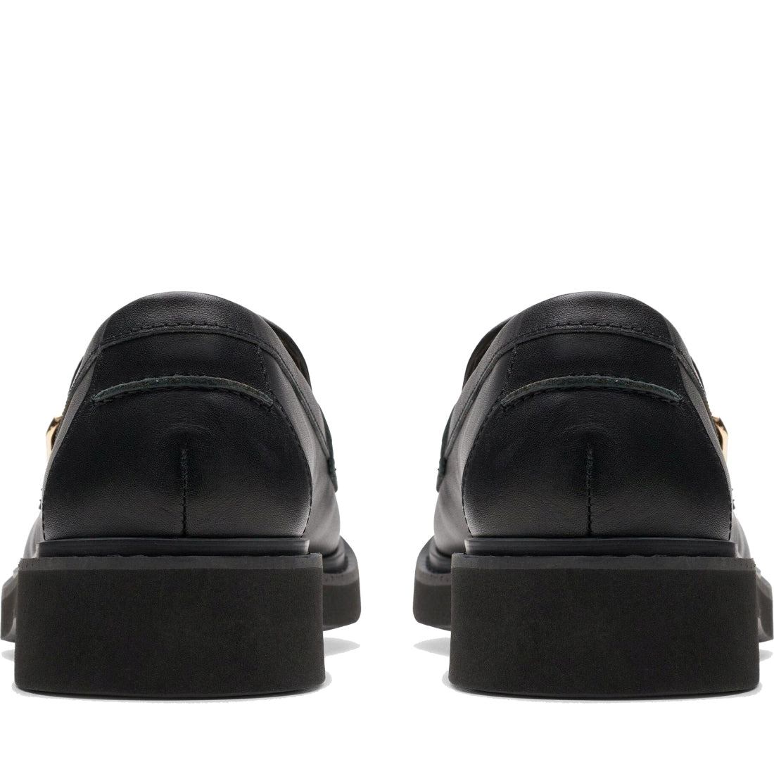 Clarks womens 1216 black leather splend penny loafers | Vilbury London