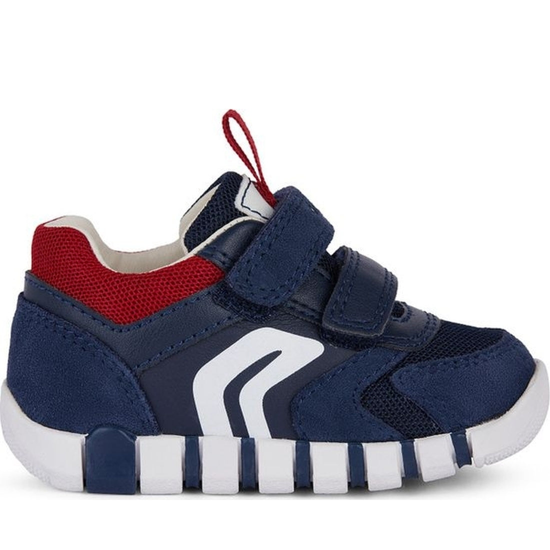 Geox boys navy, dk red iupidoo first steps trainers | Vilbury London