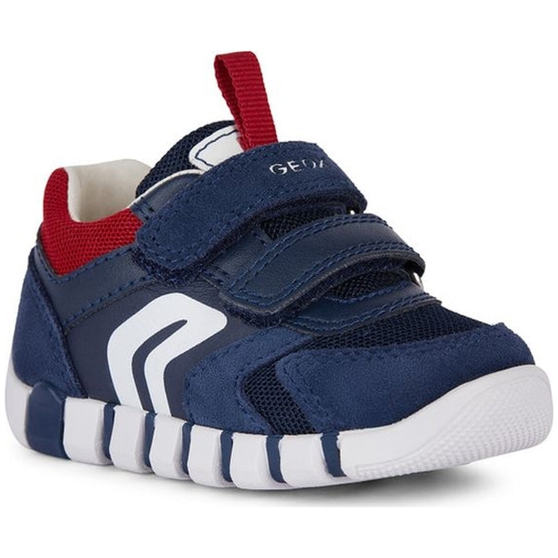 Geox boys navy, dk red iupidoo first steps trainers | Vilbury London