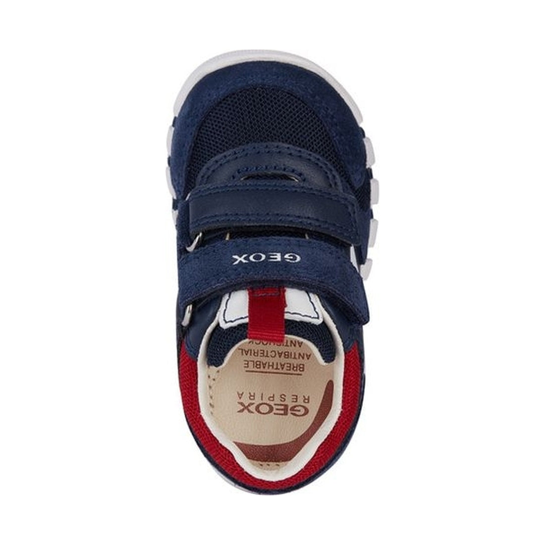 Geox boys navy, dk red iupidoo first steps trainers | Vilbury London
