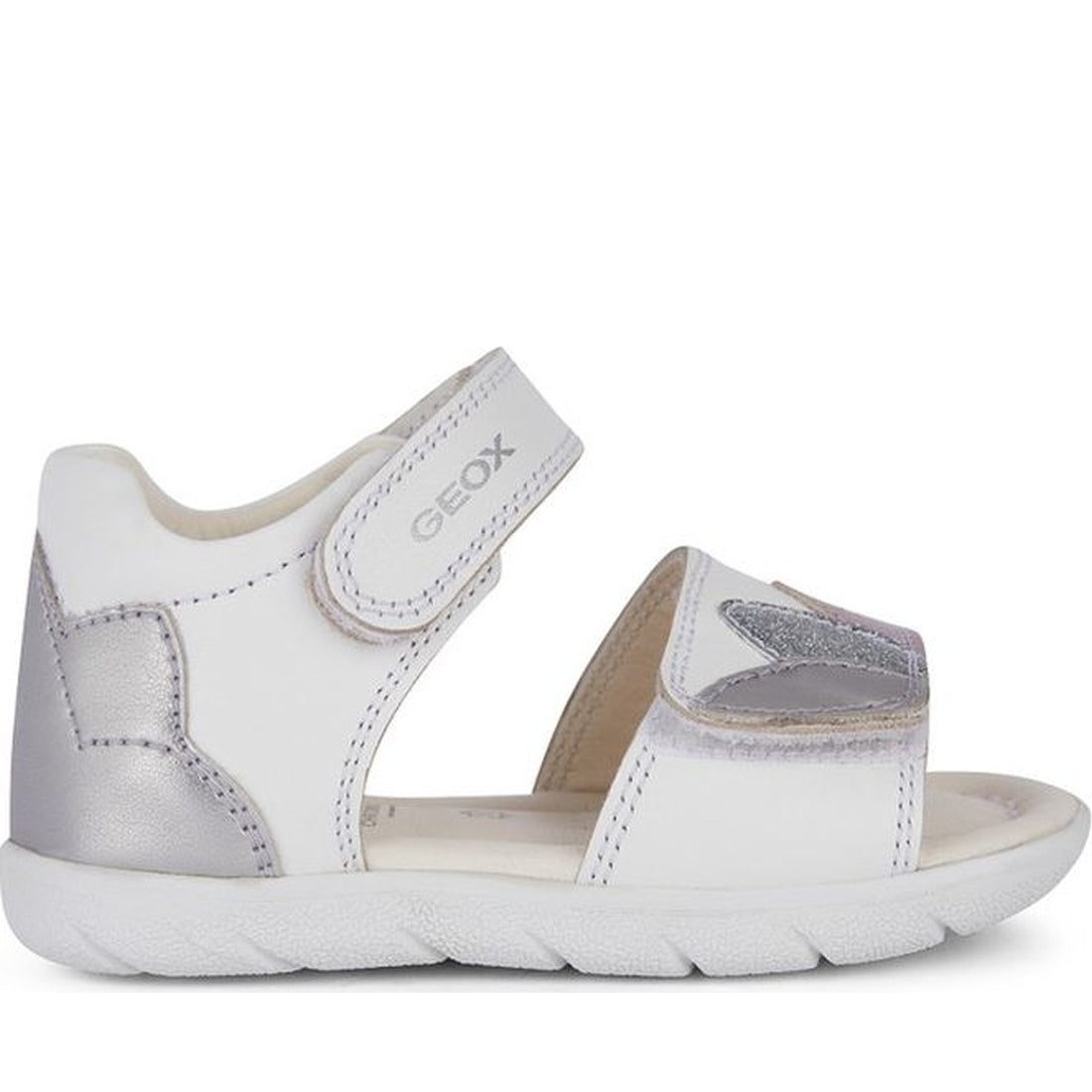 Geox girls white silver sandal alul B451YB 085NF C0007 Vilbury London