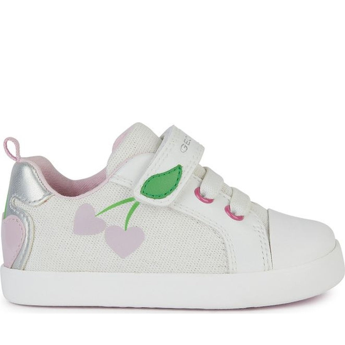 Geox girls white, pink kilwi sneakers | Vilbury London