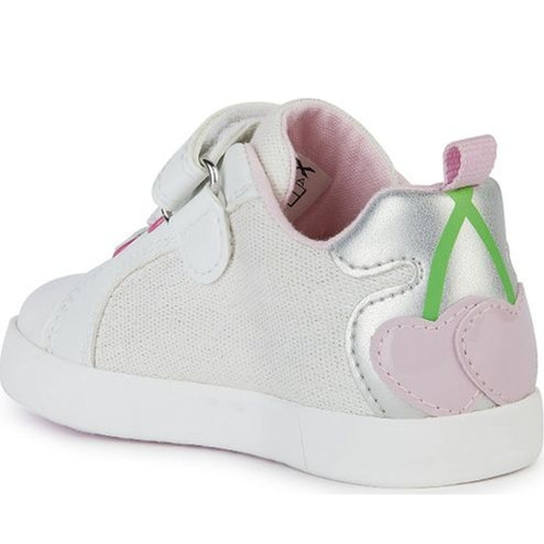 Geox girls white, pink kilwi sneakers | Vilbury London