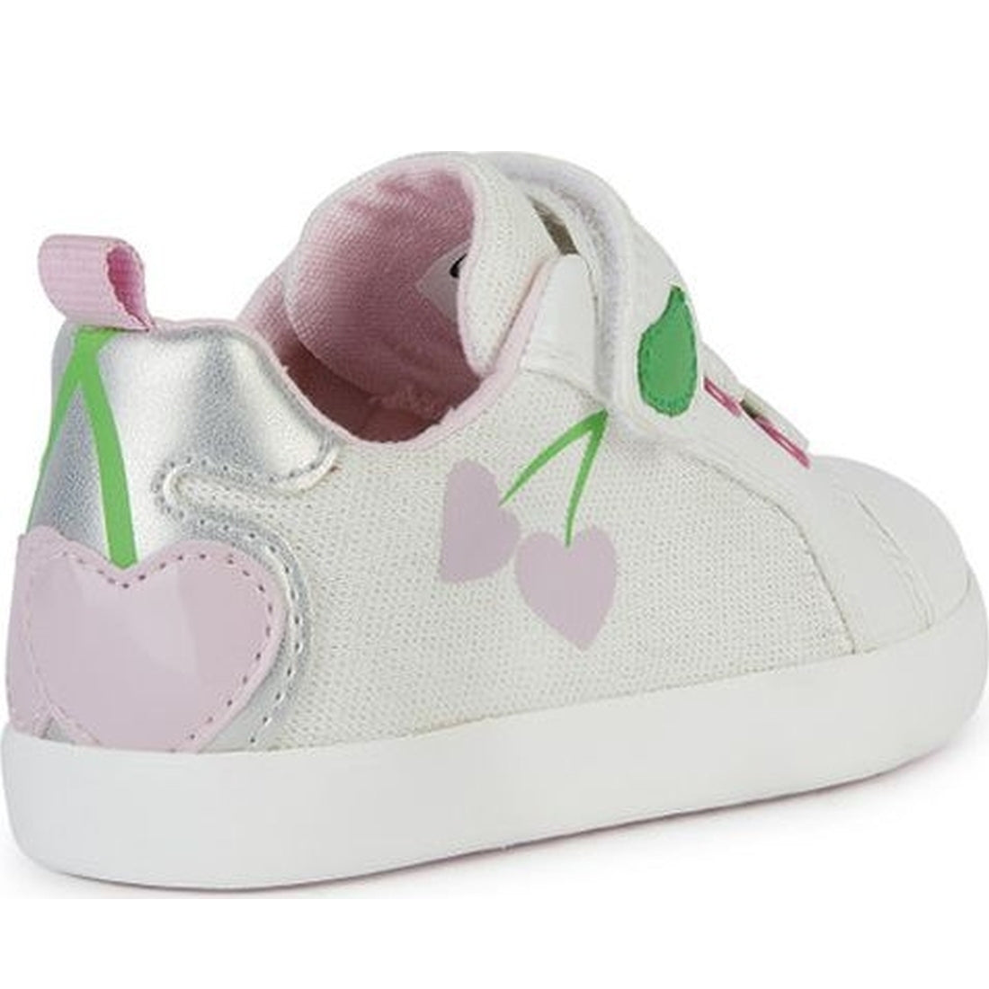 Geox girls white, pink kilwi sneakers | Vilbury London