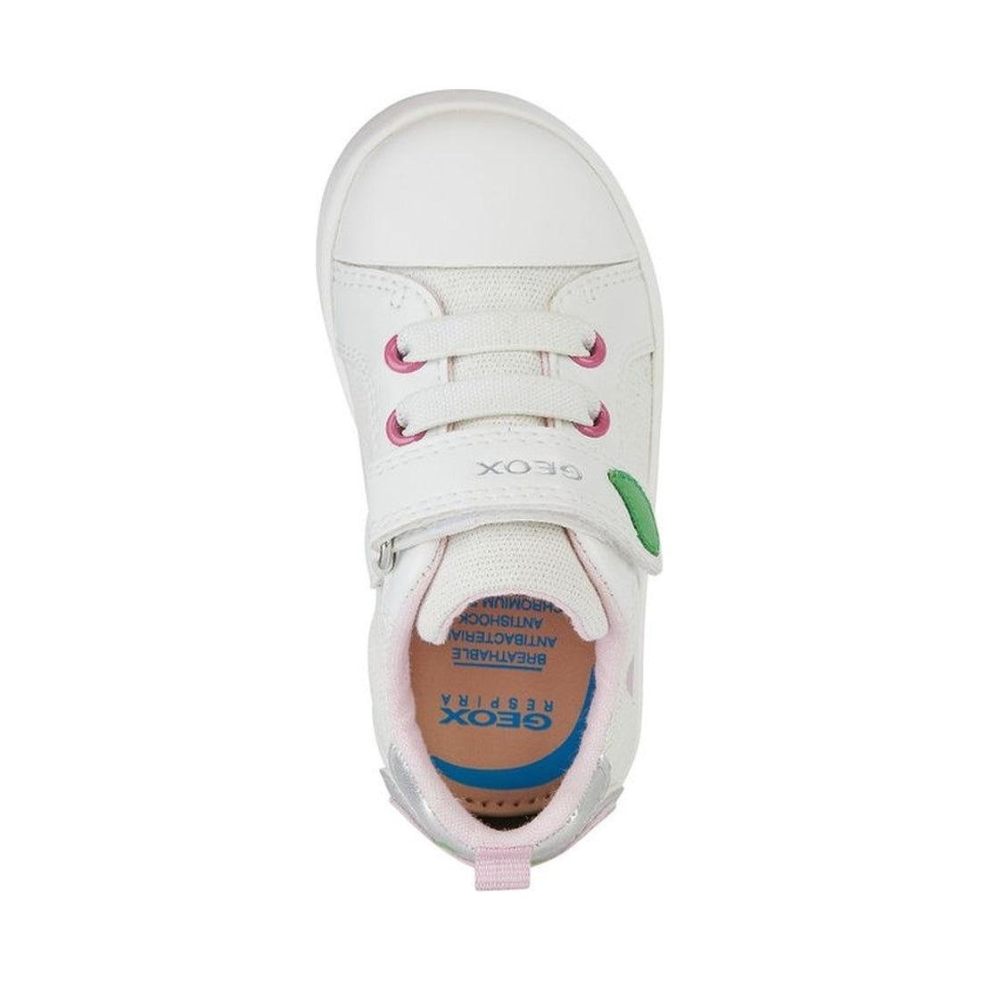 Geox girls white, pink kilwi sneakers | Vilbury London