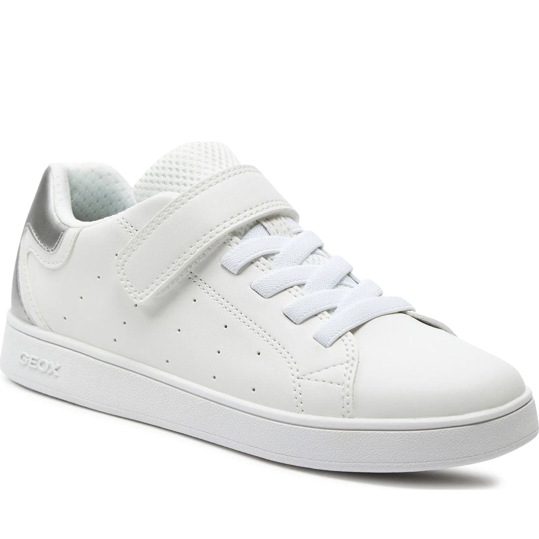 Geox girls white, silver eclyper sneakers | Vilbury London