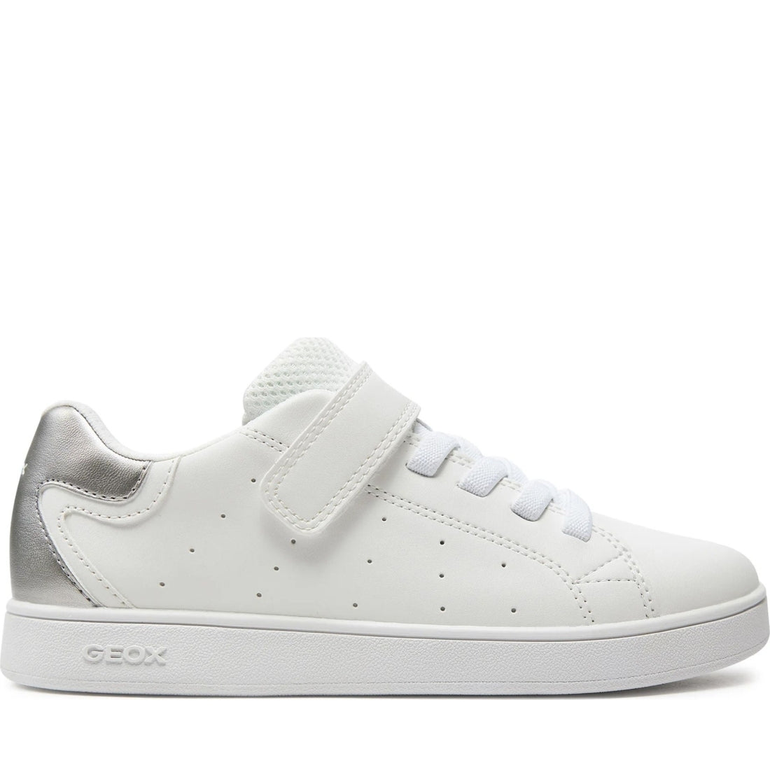 Geox girls white, silver eclyper sneakers | Vilbury London