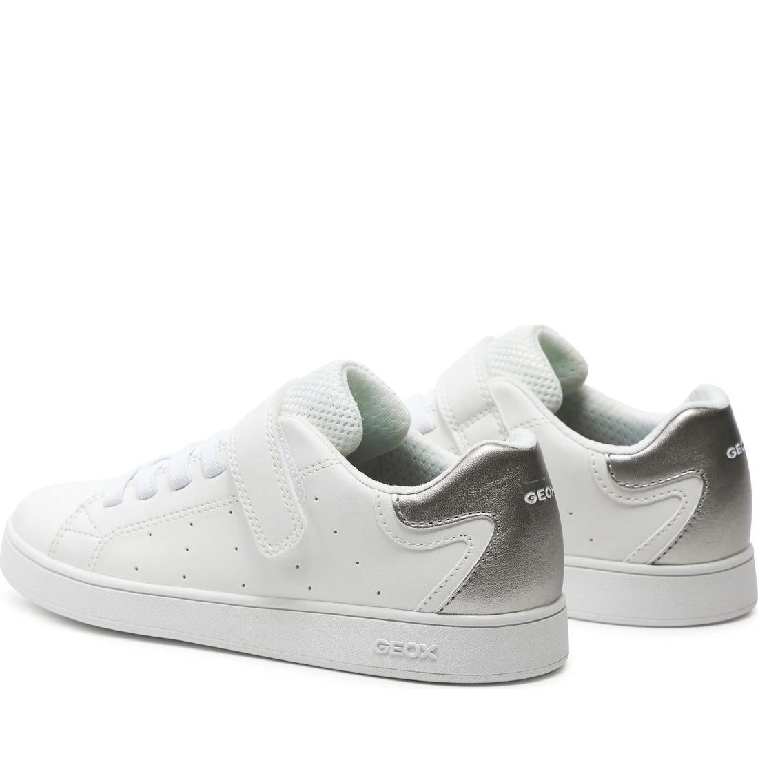 Geox girls white, silver eclyper sneakers | Vilbury London