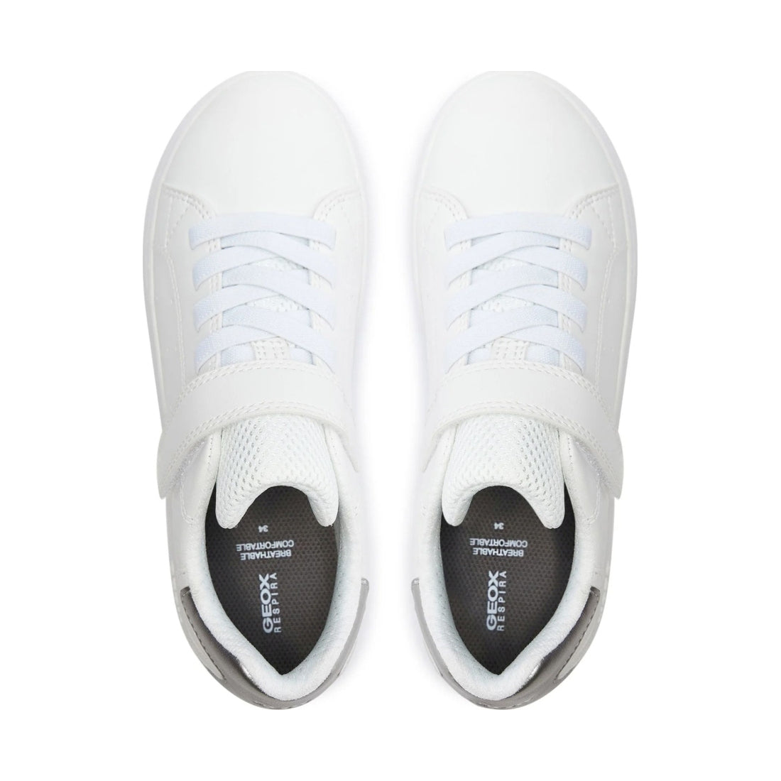 Geox girls white, silver eclyper sneakers | Vilbury London