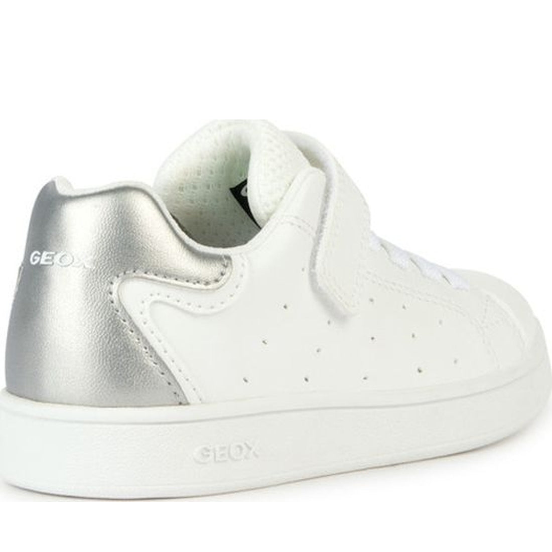 Geox girls white, silver eclyper sneakers | Vilbury London
