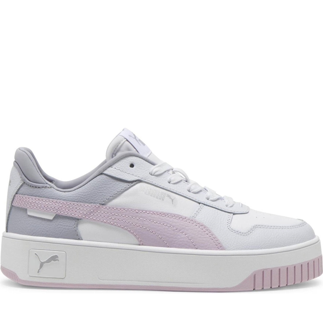 Puma womens white grape silver carina street leisure trainers | Vilbury London