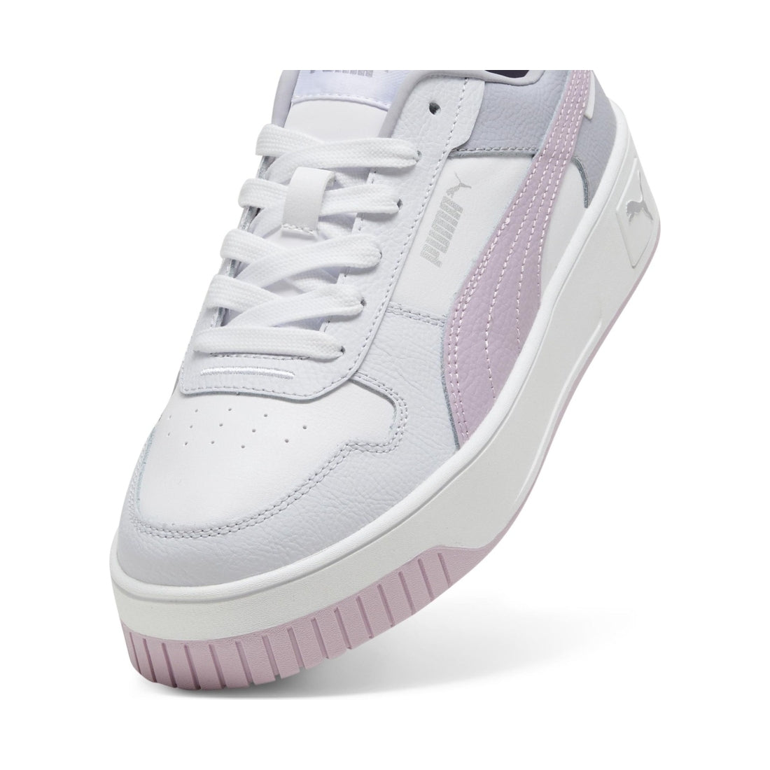Puma womens white grape silver carina street leisure trainers | Vilbury London