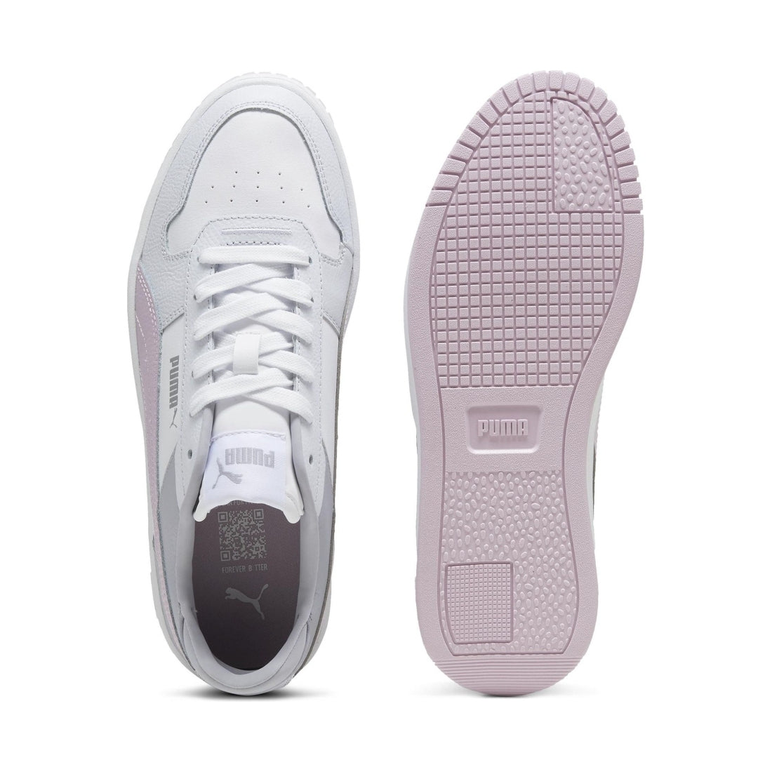 Puma womens white grape silver carina street leisure trainers | Vilbury London