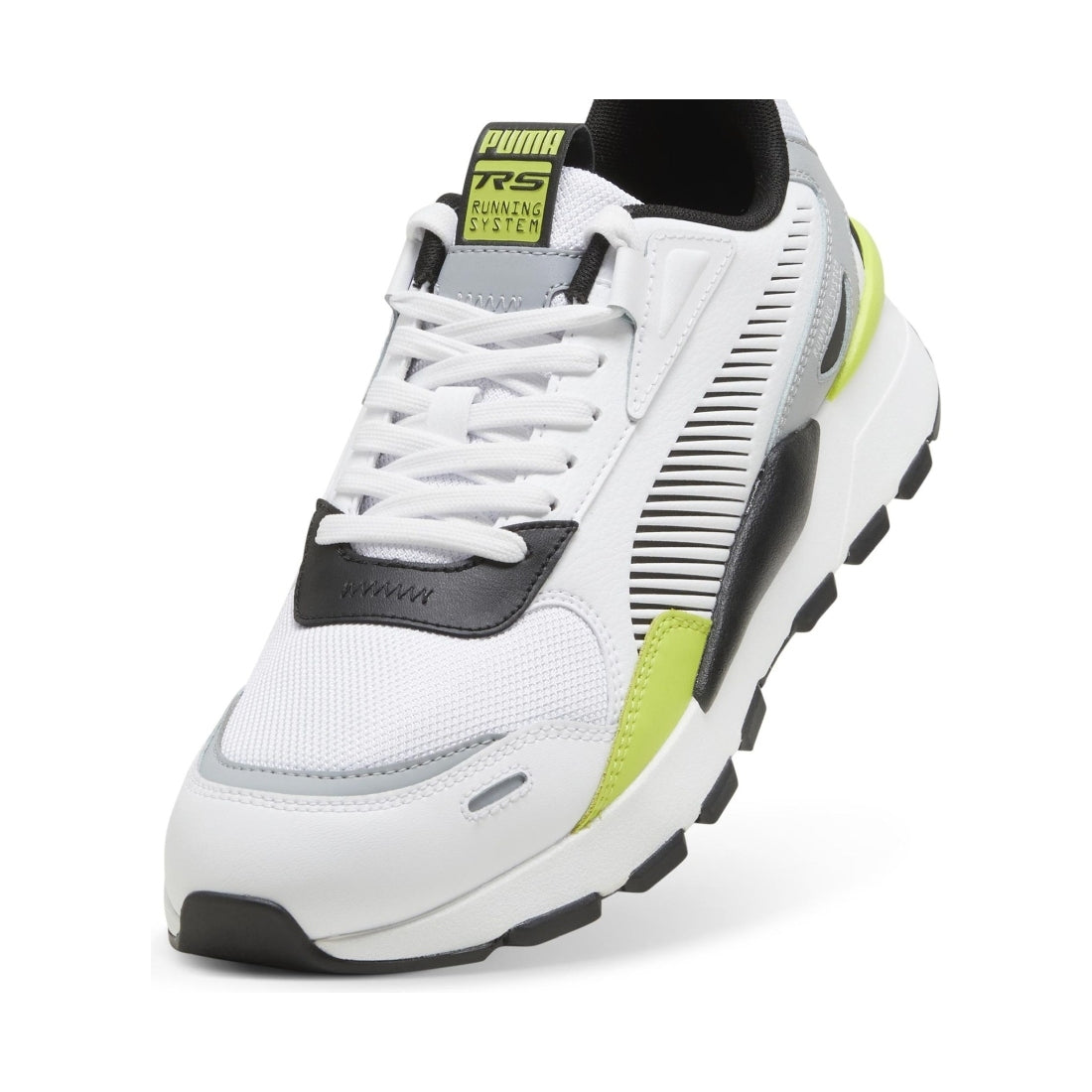 Puma mens white lime pow rs 3.0 leisure trainers | Vilbury London