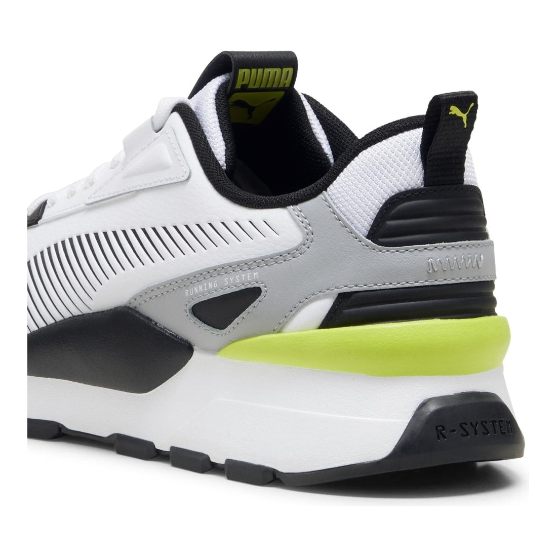 Puma mens white lime pow rs 3.0 leisure trainers | Vilbury London