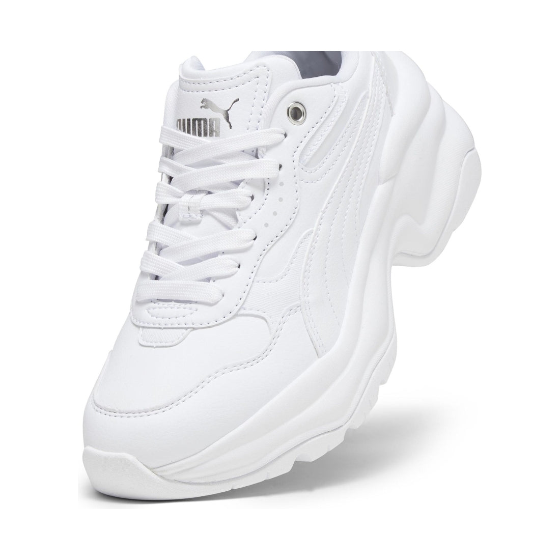Puma womens white silver cilia leisure trainers | Vilbury London