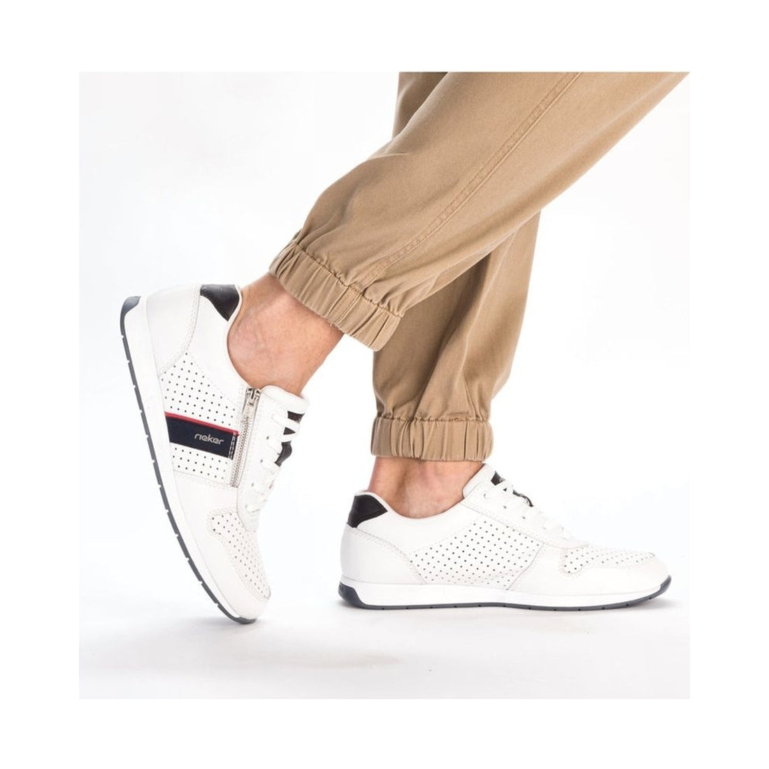 Rieker mens white leisure trainers | Vilbury London