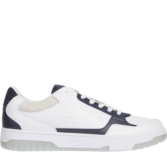 Tommy Hilfiger mens white basket best locker trainers | Vilbury London