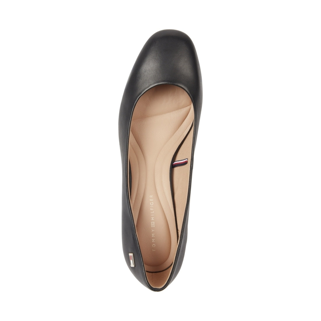 Tommy Hilfiger womens black mid heel block pump | Vilbury London