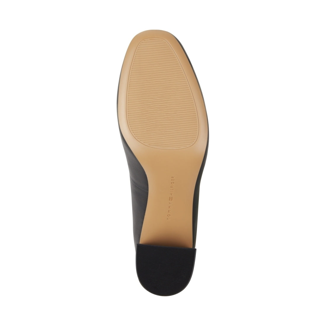 Tommy Hilfiger womens black mid heel block pump | Vilbury London