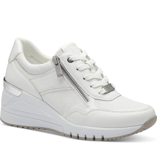 Marco Tozzi womens white magana trainers | Vilbury London