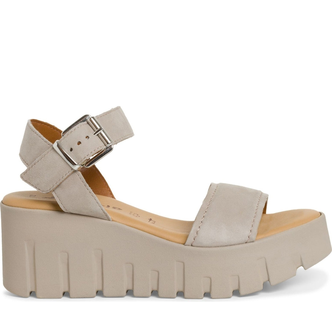 Tamaris womens taupe suede casual open sandals | Vilbury London