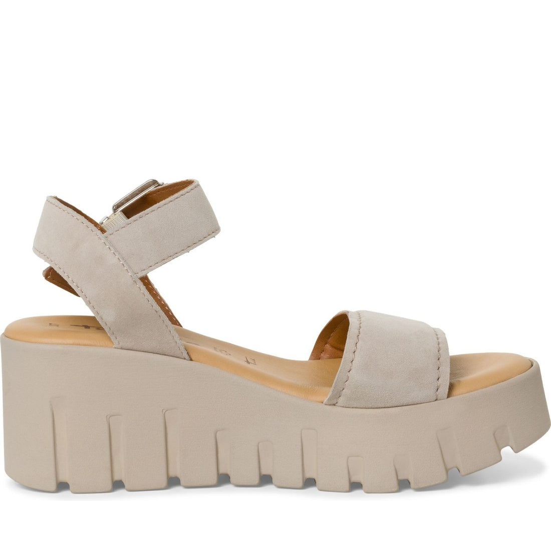 Tamaris womens taupe suede casual open sandals | Vilbury London