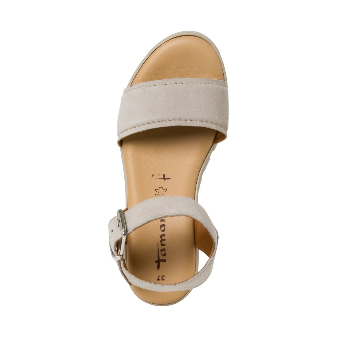 Tamaris womens taupe suede casual open sandals | Vilbury London
