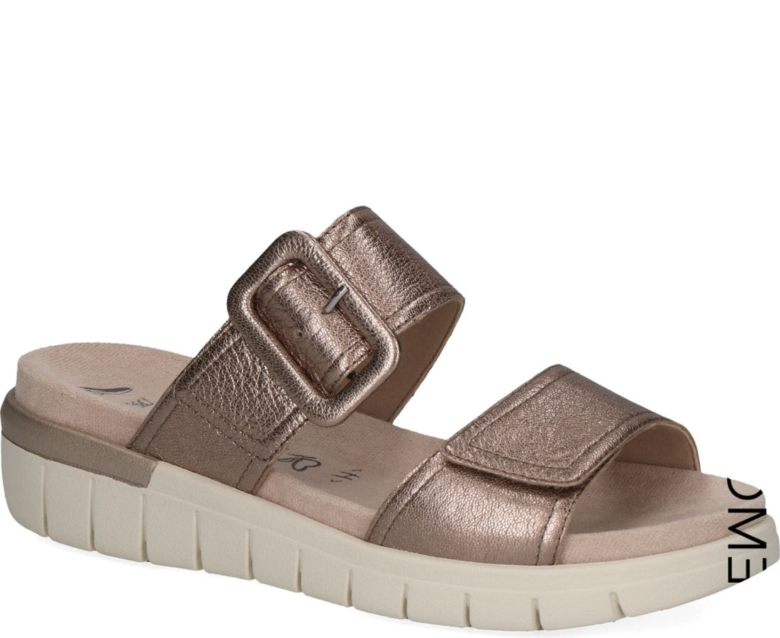 taupe metallic casual open slippers