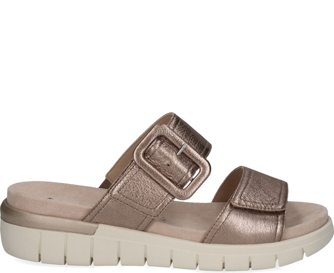 taupe metallic casual open slippers