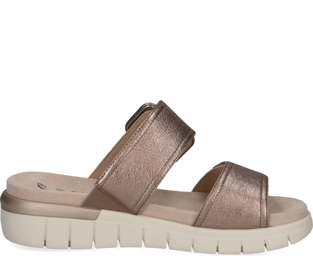 taupe metallic casual open slippers