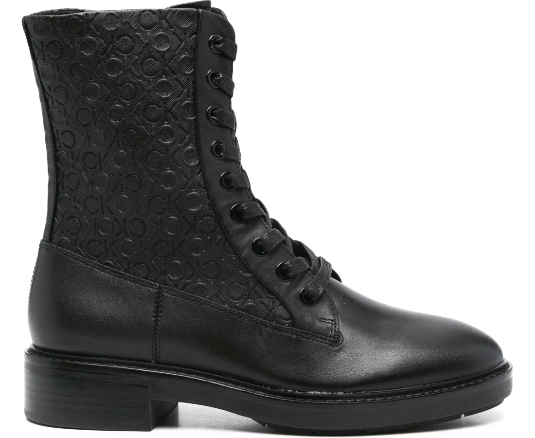 flat combat boot mono mix