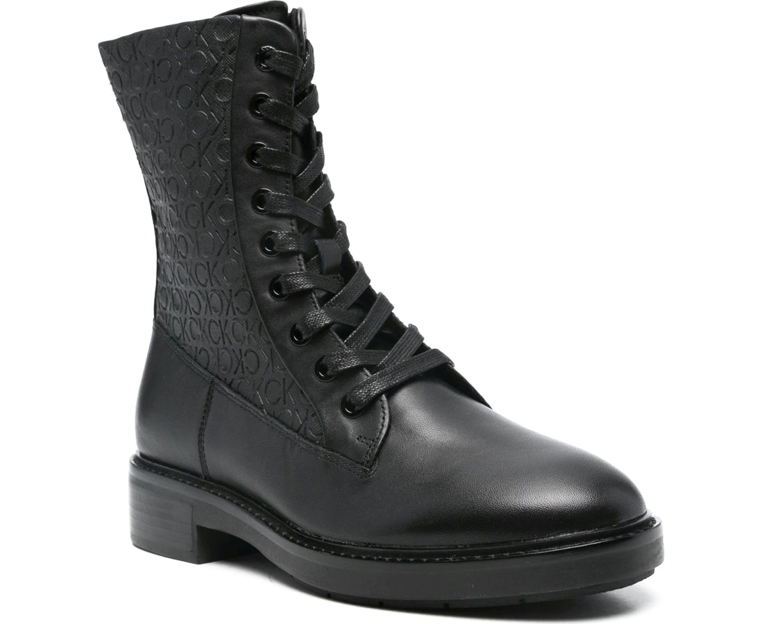 flat combat boot mono mix