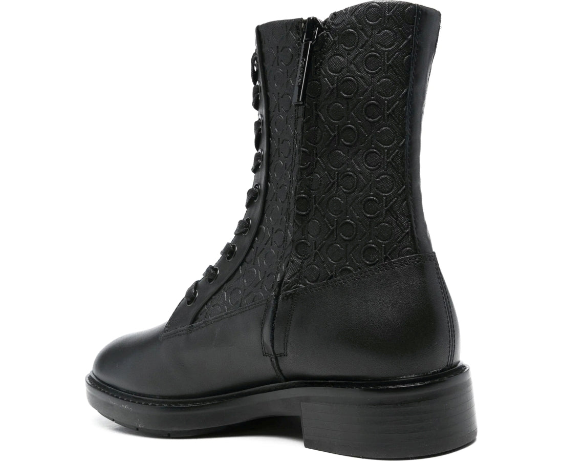 flat combat boot mono mix